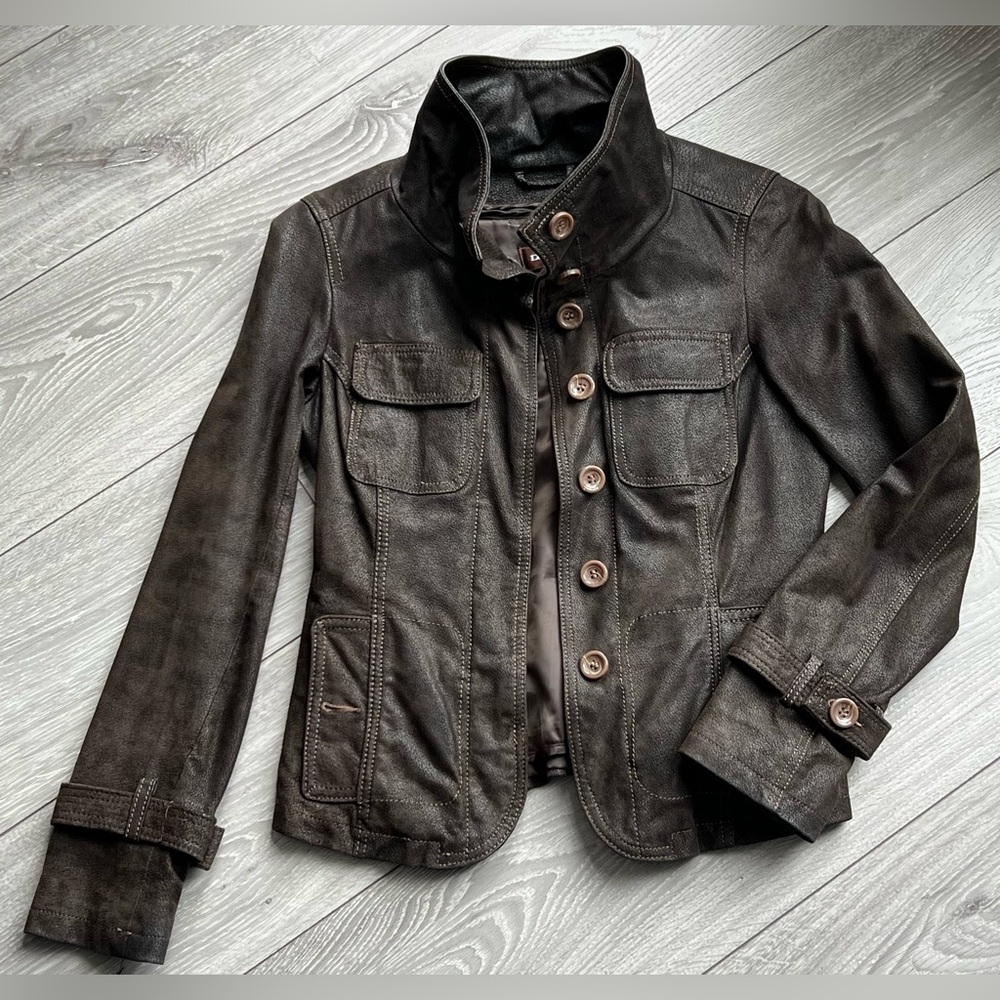 Women’s Brown Suede Leather Jacket XXS